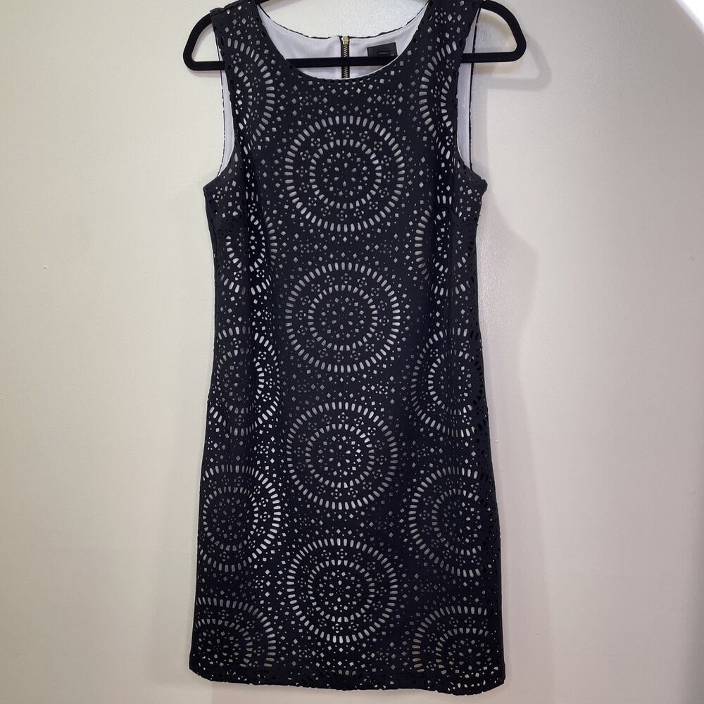 Worthington Women’s Medium Black And White Cutout Lace Dress Office Work Goth